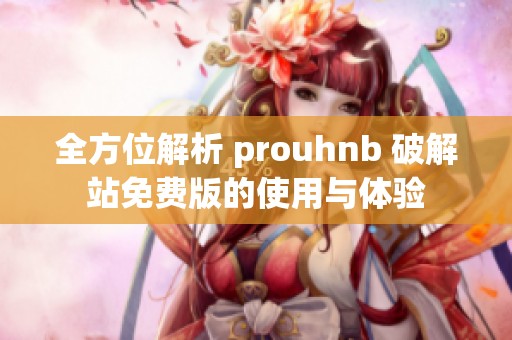 全方位解析 prouhnb 破解站免費(fèi)版的使用與體驗(yàn)