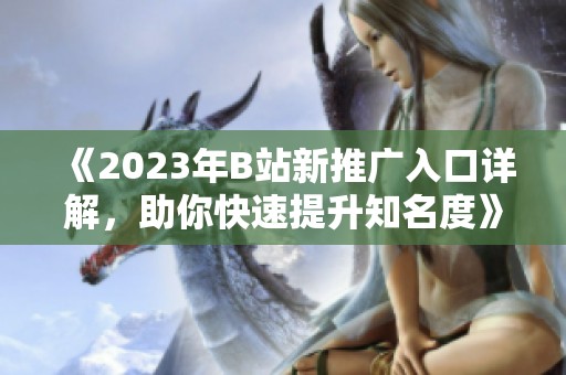 《2023年B站新推廣入口詳解，助你快速提升知名度》