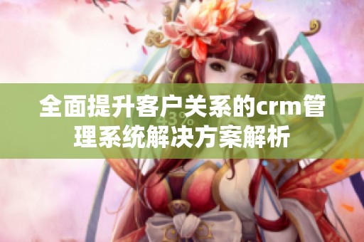 全面提升客戶關(guān)系的crm管理系統(tǒng)解決方案解析