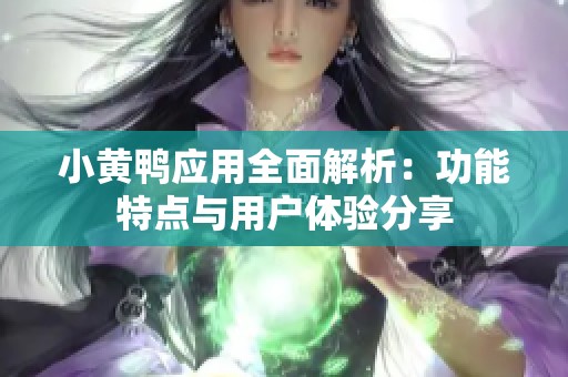 小黃鴨應用全面解析：功能特點與用戶體驗分享