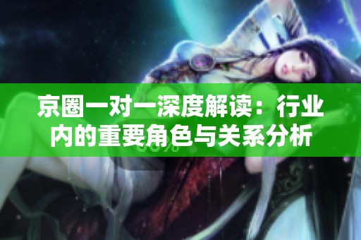 京圈一對一深度解讀：行業(yè)內的重要角色與關系分析