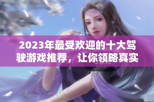 2023年最受歡迎的十大駕駛游戲推薦，讓你領(lǐng)略真實(shí)駕駛體驗(yàn)