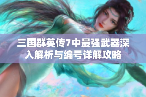 三國群英傳7中最強(qiáng)武器深入解析與編號詳解攻略
