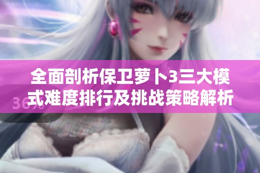 全面剖析保衛(wèi)蘿卜3三大模式難度排行及挑戰(zhàn)策略解析