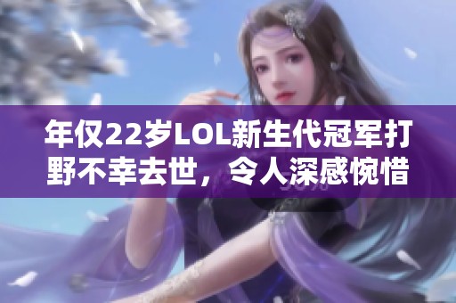 年僅22歲LOL新生代冠軍打野不幸去世，令人深感惋惜與痛心