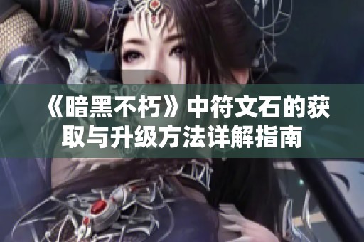 《暗黑不朽》中符文石的獲取與升級方法詳解指南