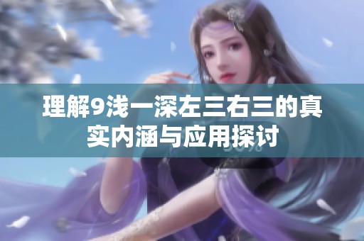 理解9淺一深左三右三的真實(shí)內(nèi)涵與應(yīng)用探討