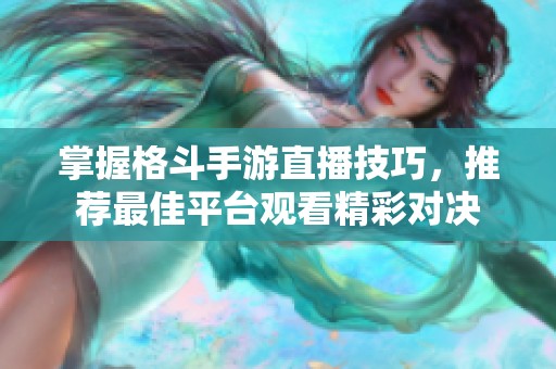掌握格斗手游直播技巧，推薦最佳平臺(tái)觀看精彩對(duì)決