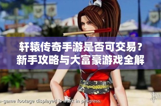 軒轅傳奇手游是否可交易？新手攻略與大富豪游戲全解讀