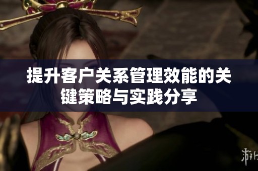 提升客戶關(guān)系管理效能的關(guān)鍵策略與實(shí)踐分享
